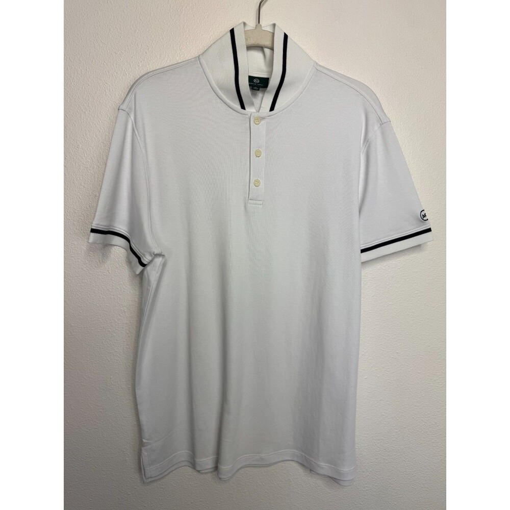 AG Adriano Goldschmied Medium Green Label Polo Shirt White Black Short Sleeve